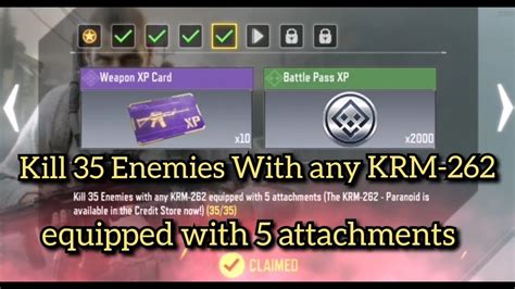 Kill 35 Enemies With Any Krm 262 Equipped With 5 Attachments Call Of