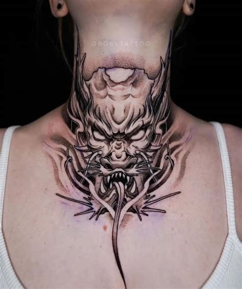 Dragon Throat Tattoo by @oboevtattoo - Tattoogrid.net