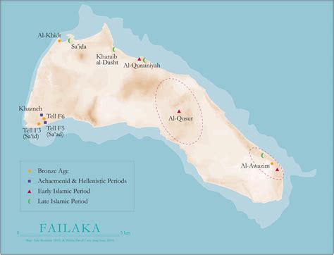 Map Of Failaka Island Kuwait And The Archaeological Sites Mentioned