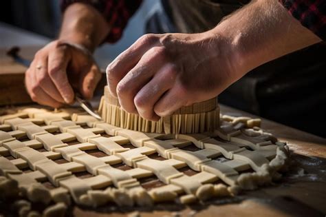 Premium Photo A Baker Using A Lattice Pie Crust Cutter For Easy