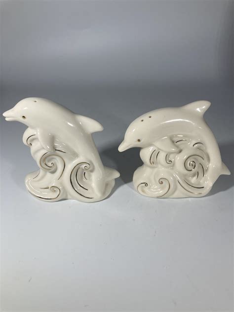 Vintage Lenox Jumping Dolphin Salt And Pepper Shakers Etsy