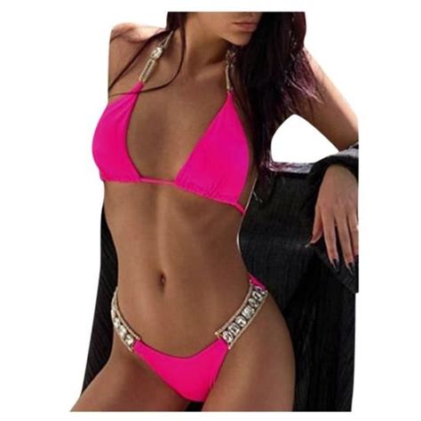 Bikini Ensemble de de décoration de diamant pour femmes Maillot de bain Push Up Maillots de bain