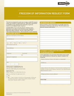 Fillable Online Freedom Of Information Request Form Victorian