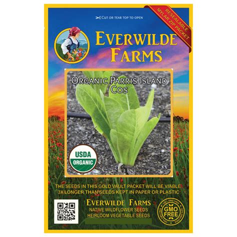 Everwilde Farms 500 Organic Parris Island Cos Romaine Lettuce Seeds Gold Vault Jumbo Bulk