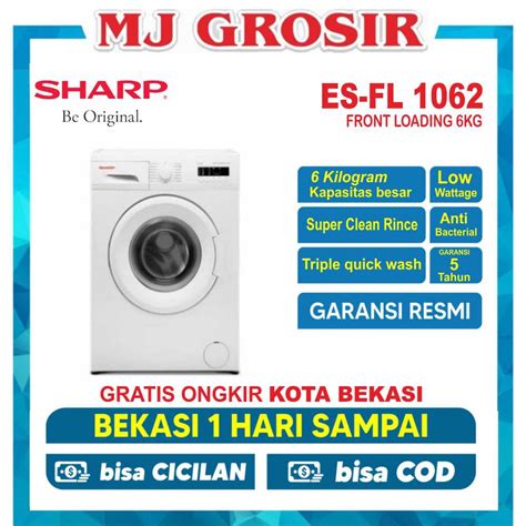 Jual MESIN CUCI FRONT LOADING SHARP ESFL 1062 B 6KG ESFL1062B 6 KG 1