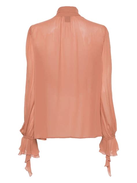 Pinko Pussy Bow Collar Sheer Blouse Farfetch