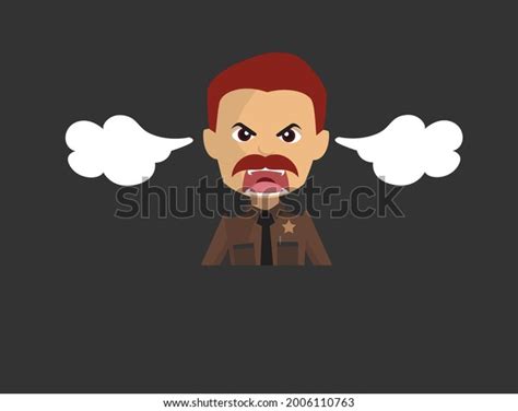 Very Angry Sheriff Flat Vector Cartoon Stock Vector Royalty Free