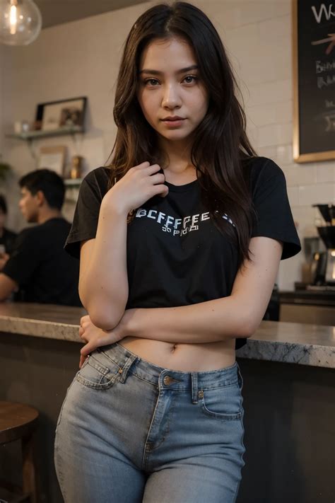 A Woman Standing In A Coffee Shop With Her Arms Crossed Seaart Ai