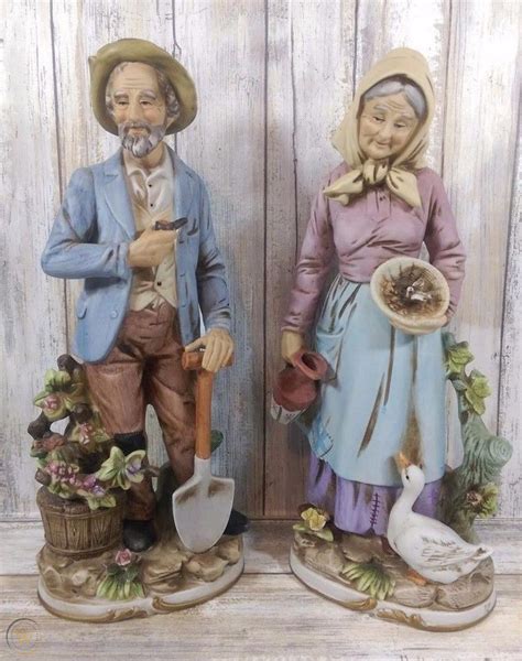 Vintage 135 Homco Figurines Old Couple Man And Woman Country