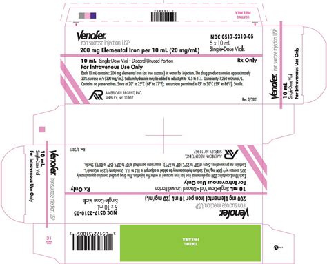 Venofer Injection - FDA prescribing information, side effects and uses