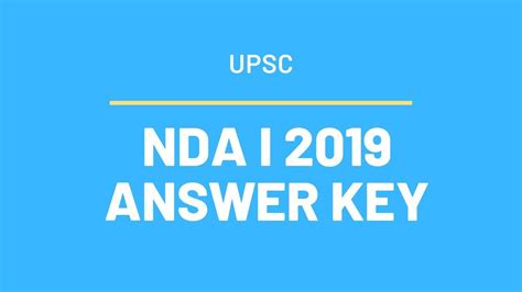 Nda 1 2019 Answer Key Released Check Maths And Gat Answer Key Of Nda 2019 Youtube