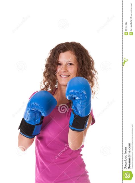 Mujer Con Los Guantes De Boxeo Foto De Archivo Imagen De Personas