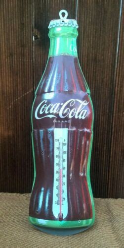 Vintage Retro 60s Coca Cola Coke Thermometer Tin Sign Milk Bar