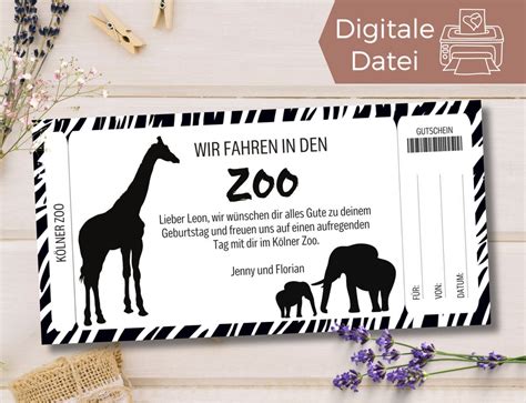 Gutschein Zoobesuch Vorlage Gutschein Ausflug In Den Zoo Zum