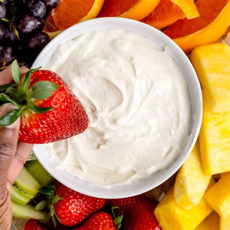 Easy 2 Ingredient Fruit Dip Recipe With Cream Cheese Simplified Chef