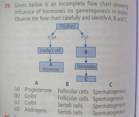 Given Below Is An Incomplete Flow Chart Showing Influence Of Hormones On