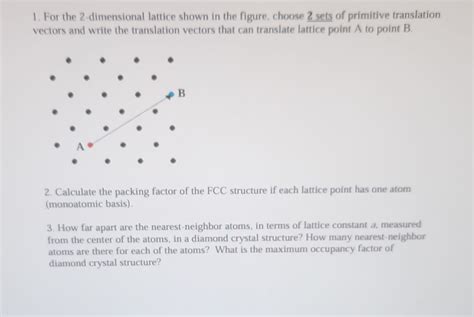 Solved For The 2 Dimensional Lattice Shown In The Figure