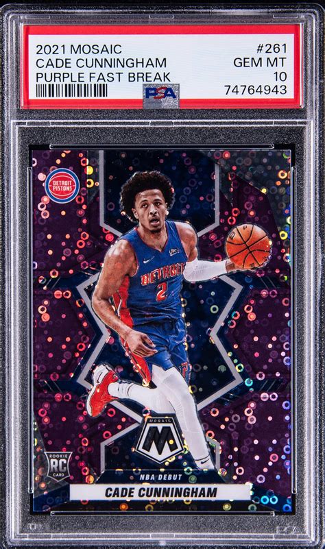 Cade Cunningham 2021 Mosaic 261 NBA Debut Fast Break Purple 50 PSA