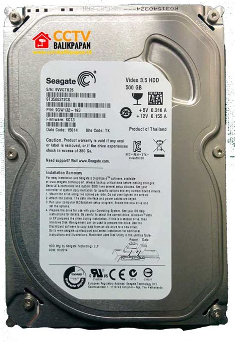 Hardisk Hdd Cctv Seagate Skyhawk 500 Gb 500 Gigabyte