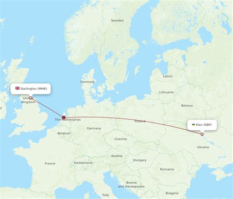 All Flight Routes From Durham Tees Valley To Kiev Kyiv MME To KBP