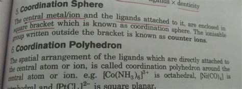 Coordination Spherethe Central Metal Ion And The Ligands Attached To