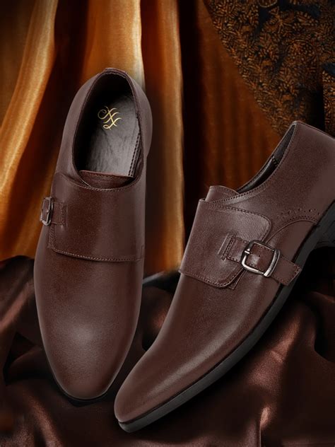 Buy House Of Pataudi Men Brown Solid Formal Monks With Buckle Detail Formal Shoes For Men