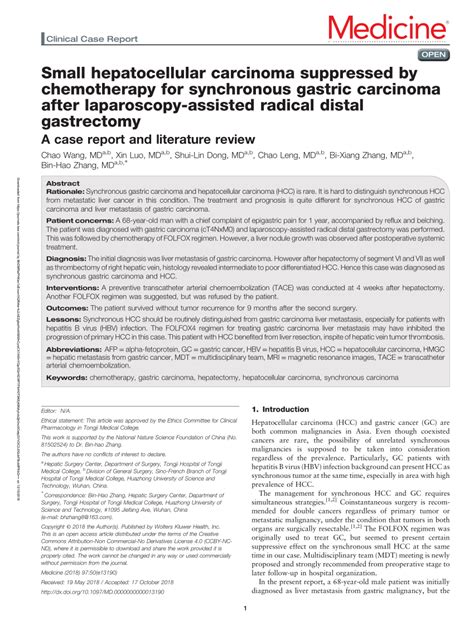 Pdf Small Hepatocellular Carcinoma Suppressed By Chemotherapy For