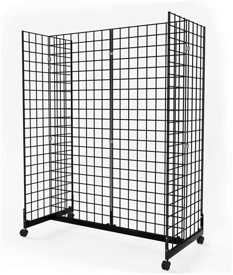 5x2 Metal Gondola Organizer Grid Wall Hanging Shelves System With Rolling Base