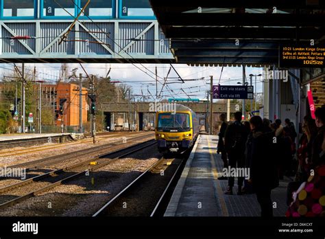 Passengers Waiting For Train At Welwyn Garden City Railway Station