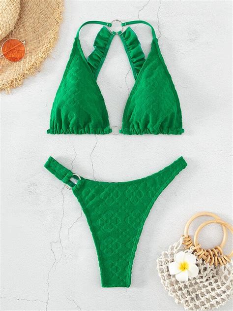 SHEIN Swim Vcay Maiô cabresto de biquíni anel vinculado SHEIN PT