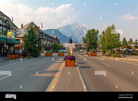 Banff Avenue At Sunset In Summer Banff City Banff National Park