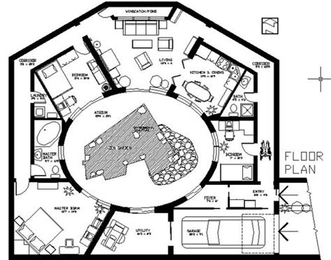 Earth-Sheltered Atrium Home Plan | Earth sheltered, Atrium house, How ...