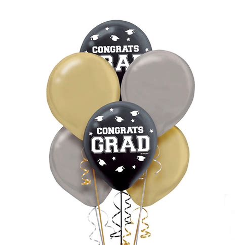 Graduation Balloons 6 Count Graduation Balloons Gold Silver - Etsy | Graduation balloons, Gold ...