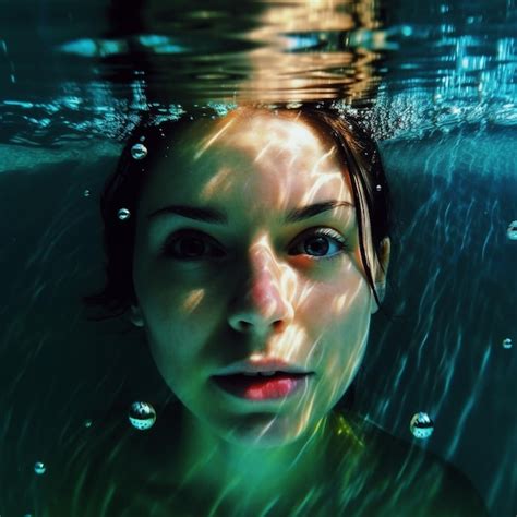 Premium Ai Image A Woman Is Swimming Under Water With The Words Snorkel On The Bottom