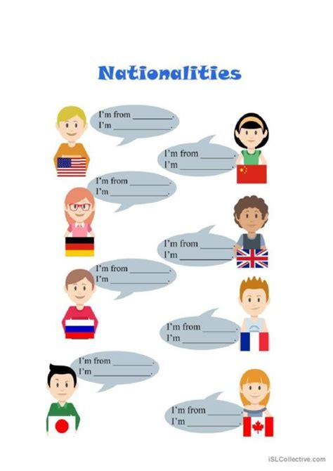 396 Nationality English Esl Worksheets Pdf And Doc In 2024 English