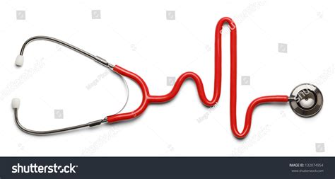 Stethoscope In The Shape Of A Heart Beat On A Ekg Stock Photo