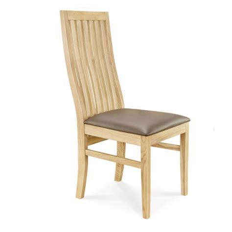 Clemence Richard Oak Slat Back Dining Chair Leather Seat 029 Dining