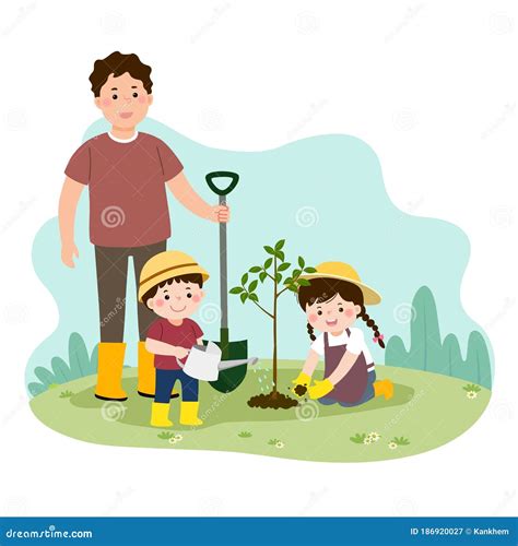 Planting The Family Tree Vector Illustration | CartoonDealer.com #41398500