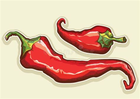 Red Hot Peppers Isolated For Design Stock Vector Illustration Of Green Plant