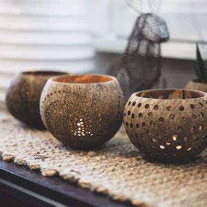 Coconut Shell Candle Holders set of 3 Candle Gift Set - Etsy