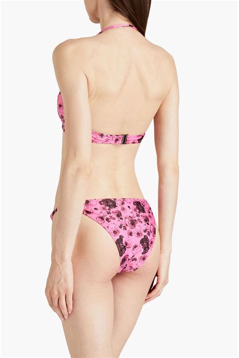 Ganni Twisted Floral Print Triangle Bikini Top The Outnet