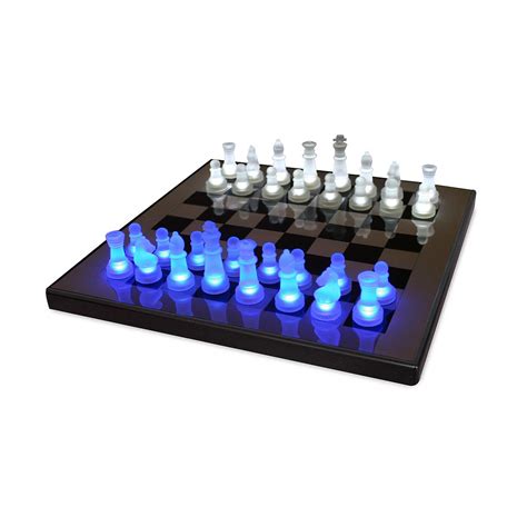 LED Chess Set | Chess, White, Blue, Light, Glowing, Game | UncommonGoods