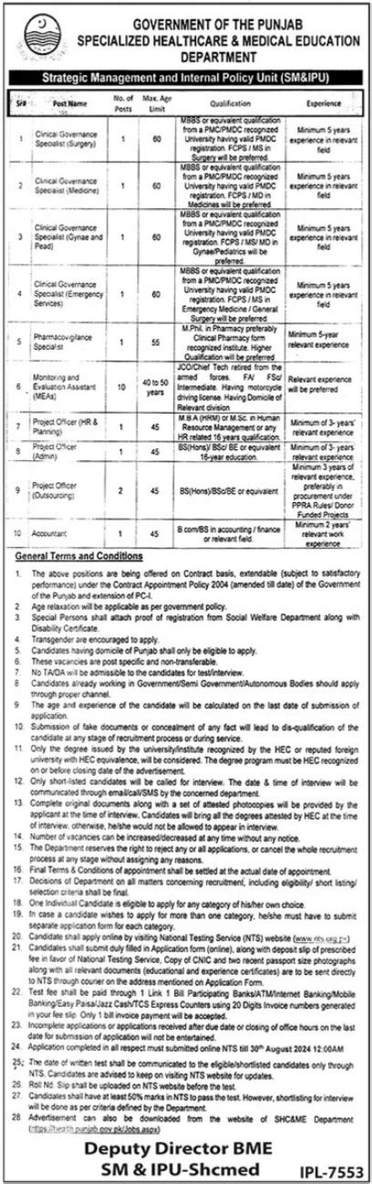 Health Department Punjab Jobs 2024 Advertisement Jobsgar Get A Job