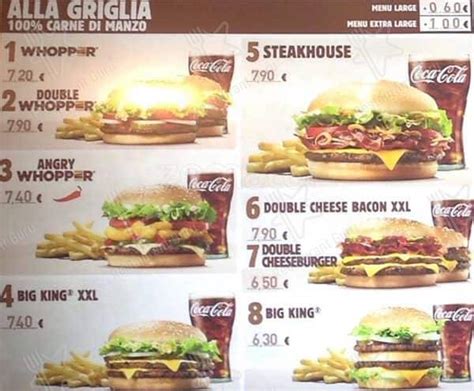 Menu At Burger King Fast Food Rome Via Nazionale