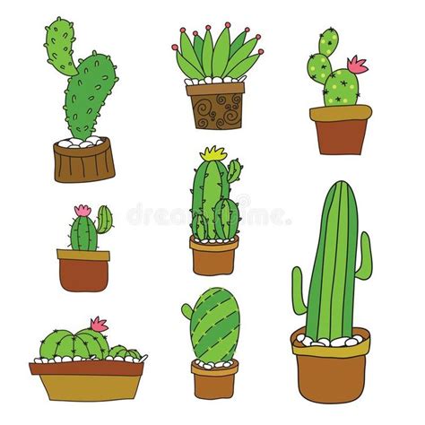 Diseño De La Colección Del Vector Del Cactus Libre Illustration Arte