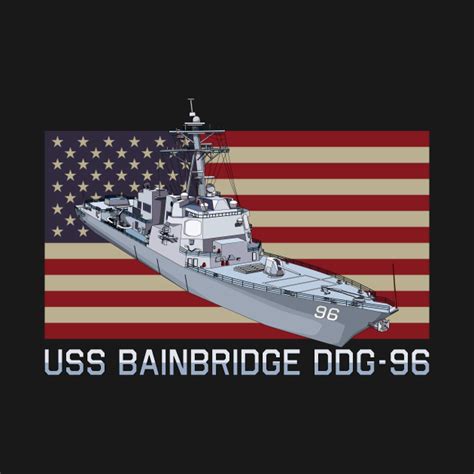 USS Bainbridge DDG 96 Destroyer Ship Diagram USA American Flag Gift