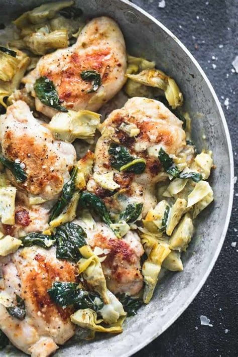 Skillet Spinach Artichoke Chicken Creme De La Crumb