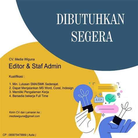 Lowongan Kerja Mei Staff Admin Cv Media Wiguna Di Solo Info