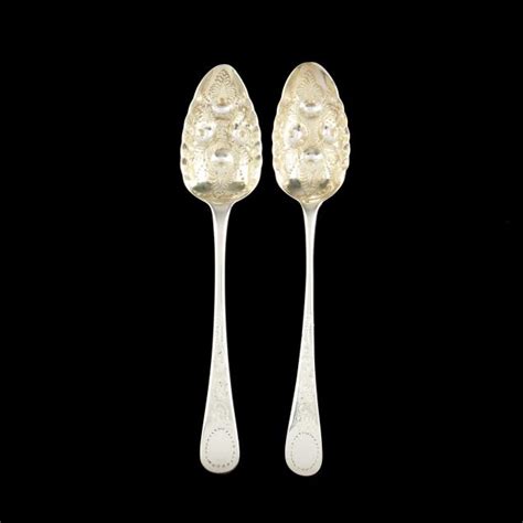 A Pair Of George Iii Silver Serving Spoons Lot 1013 Fine Silver