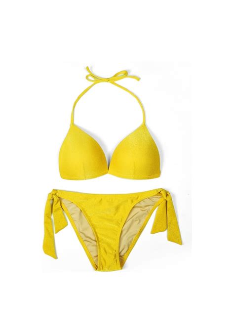 Beria Kadın Üçgen Yarım Dolgulu Hardal Bikini Takımı 42 Fiyatları ve